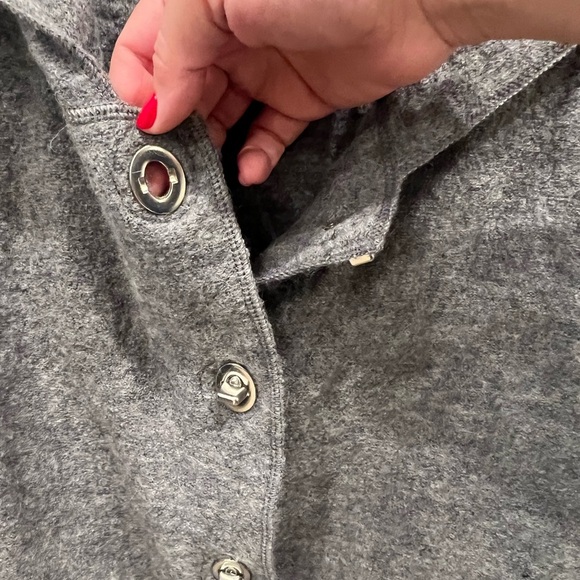 For Cynthia Medium Gray 100% WOOL Hooded Pea Coat - Picture 9 of 10